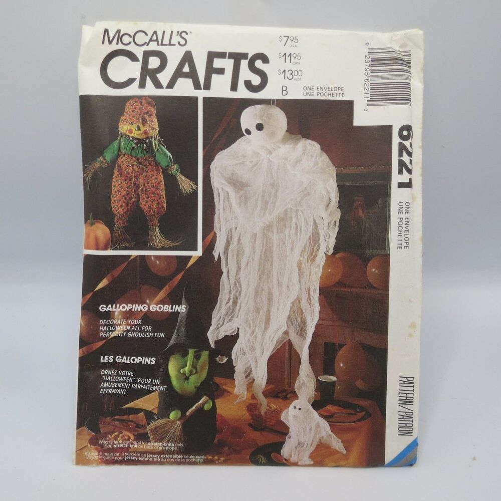 McCall's Crafts 6221 Halloween Package Scarecrow Witch Ghost 1992 Decor